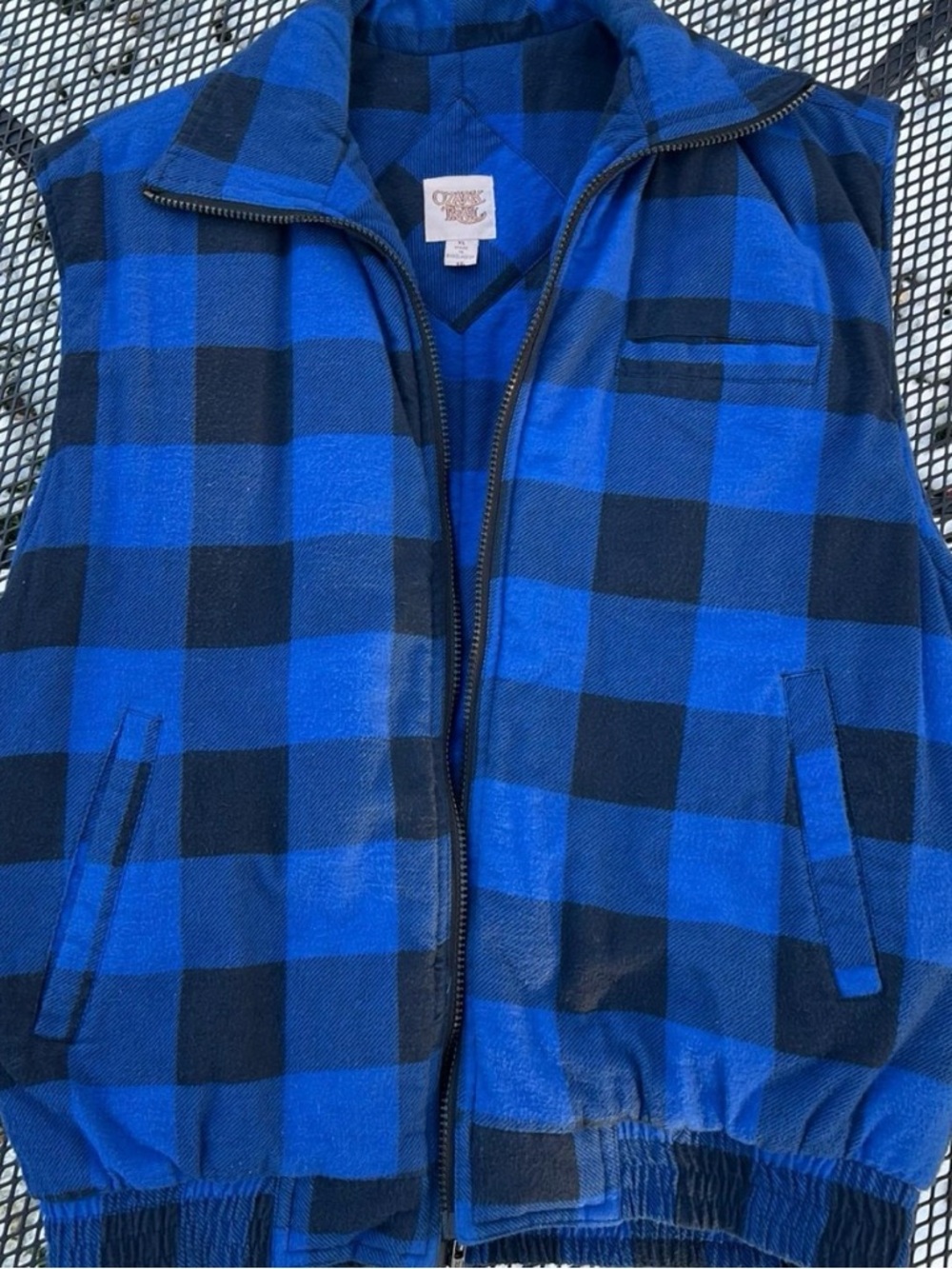Vintage Ozark Trail Blue and Black Buffalo Plaid Vest